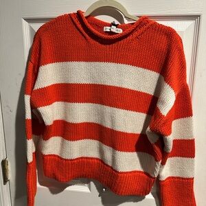 New Banana Republic Organic Cotton Striped Red and White Women's Sweater